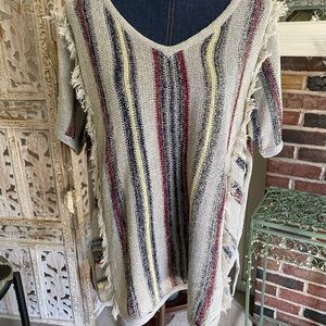 Paper Crane Fringed Sweater L NWOT
